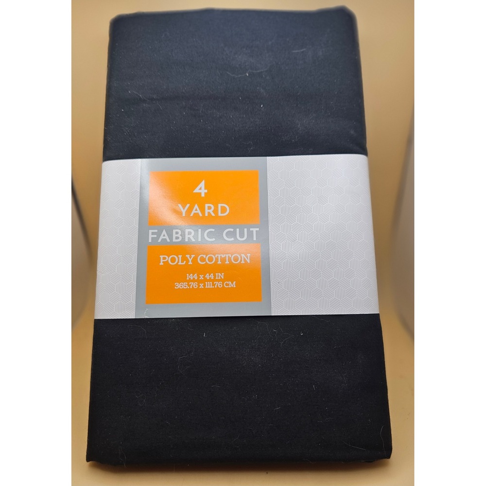 Shason Inc Black Poly Cotton Fabric Cut 4 Yards 144 x 44 In Sewing Crafting